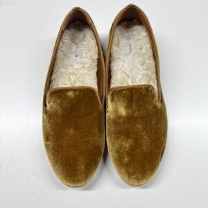 Birdies Starling Slipper Flat in Amber Velvet Faux Fur Lined Womens Size 9